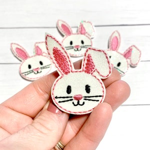 Pink Bunny Feltie, Easter Bunny Feltie Embellishment, Floppy Ear Bunny Feltie, Bunny Hair Bow Center, Easter Felties, Rabbit Feltie, Glitter bild 5
