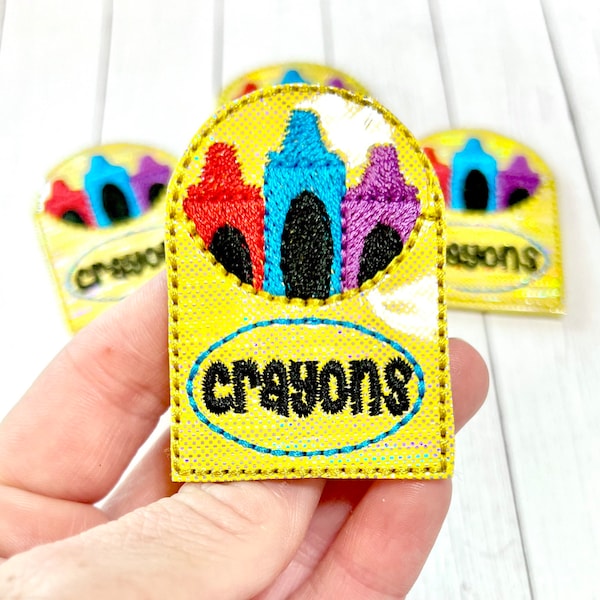 Crayons Feltie, Crayon Box Feltie Embellishment, Back To School Feltie, Cute Crayon Feltie, Art Teacher Feltie, Art Supply Feltie, Teacher