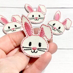 Pink Bunny Feltie, Easter Bunny Feltie Embellishment, Floppy Ear Bunny Feltie, Bunny Hair Bow Center, Easter Felties, Rabbit Feltie, Glitter bild 2