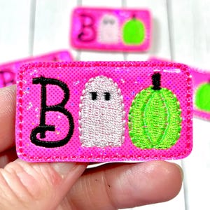 Pink Boo Feltie, Cute Halloween Feltie Embellishment, Boo Feltie, Pumpkin Feltie, Ghost Felties, Boo Ghost Feltie, Spooky Felties, Holiday