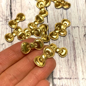 Tiny Padded Bow Embellishments, Small Bow Appliques, Bows for Felties, Gold Padded Bow Embellishments, Shiny Metallic bows, Mini fabric bows