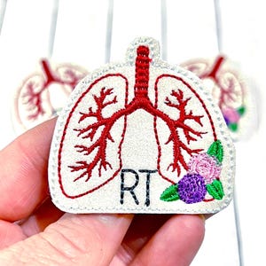 Floral Respiratory Therapy Feltie, RT Feltie Embellishment, Respiratory Feltie, Medical Feltie, Flower RT Lungs Feltie, Nurse Felties RN