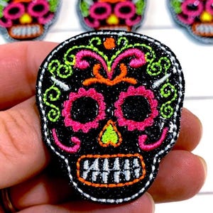 Sugar Skull Felties, Skull Felties, Skeleton Feltie Embellishment, Mexican Day of The Dead Feltie, Halloween Felties, Spooky Felties, Cut