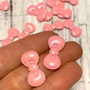 Mini Padded Bow Embellishments, Small Bow Appliques, Bows for Felties, Pink Padded Bow Embellishments, Shiny Metallic bows, shiny fabric bow