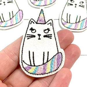 Cat Unicorn Feltie Embellishment, Cat Feltie, Animal Felties, Unicorn Felties, Caticorn Feltie, Magical Feltie, Kitty Feltie, Kitten Feltie