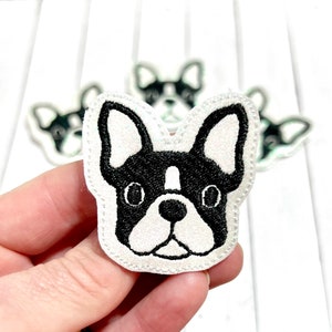 Boston Terrier Feltie, Dog Feltie Embellishment, Animal Feltie, Doggy Feltie, Puppy Feltie, Terrier Felties, Dog Embellishment Dog Hair Bow