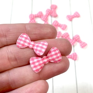 PINK Plaid Padded Bow Applique, Pink Mini Bow, Plaid Bow For Felties, Spring Bow, Easter Bow, Bow Embellishment, Small Bow, Bow Decoration