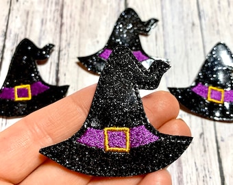 Witch Hat Feltie, Halloween Feltie Embellishment, Glitter Witch Hat Feltie, Hair Bow Centers, Spooky Felties, Holiday Felties, Witch Felties