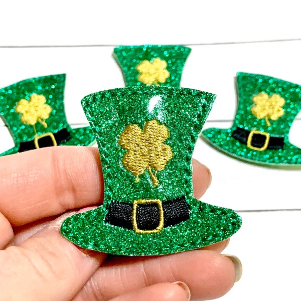 Leprechaun Hat Feltie, St Patricks Day Feltie Embellishment, St Patty's Day Feltie, Holiday Feltie, Green Hat Feltie, Lucky You Feltie Irish