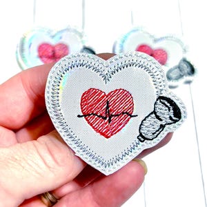 Cardiac Nurse Feltie, Heart Ekg Feltie Embellishment, Heartbeat Felties, Cardiac Ultrasound, Hospital Feltie Applique, Felties for Badges