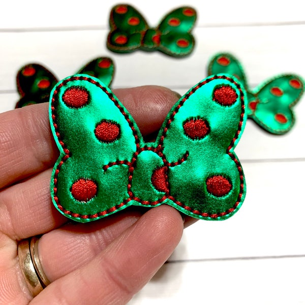 Noeud papillon de Noël, ruban décoratif pour cheveux, noeud papillon à pois, noeud papillon vert, noeud papillon à pois rouges, rubans coupés, feutre de Noël