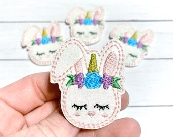 Bunny Unicorn Feltie, Sleepy Bunny Feltie Embellishment, Easter Feltie, Glitter Feltie, Easter Bunny Felties, Rabbit Felties, Unicorn Feltie