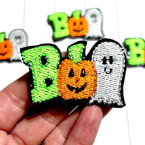 Black BOO Feltie, Pumpkin Ghost Halloween Feltie Embellishment, Jack O Lantern Feltie, Boo Friends Feltie, Ghost Feltie, Hair Bow Center
