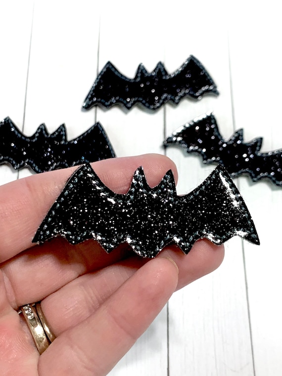 Black Bat Feltie, Bat Feltie Embellishment, Halloween Feltie, Bat Embellishments, Spooky Bat Feltie, Horror Feltie, Felt Applique Glitter