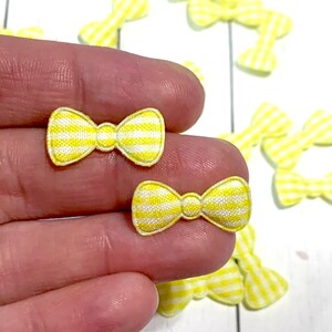 YELLOW Plaid Padded Bow Applique, Yellow Mini Bow, Plaid Bow For Felties, Fall Bow, Autumn Bow, Bow Embellishment, Small Bow, Bow Decoration