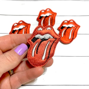 Rock N Roll Lips Feltie, Tongue Feltie Embellishment, Rock Themed Feltie, Glitter Feltie, Music Feltie, Lips Feltie, Metallic Felties
