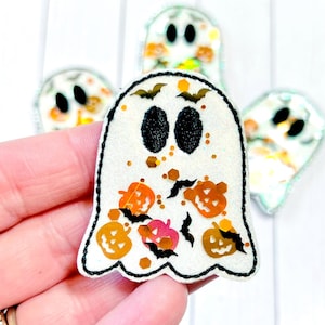 Confetti Ghost Feltie, Halloween Ghost Feltie, Pumpkin Ghost Feltie, Ghost Felties, Spooky Feltie, Glitter Ghost Felties, Halloween Felties