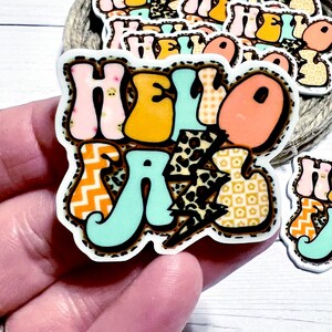 Hello Fall Acrylic Resin, Retro Fall Resin Flatback, Trendy Fall Embellishment, Medical, Nurse Badge Flatback, DIY Craft Supply, Fall Planar