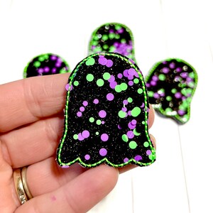 Confetti Ghost Feltie, Black Ghost Feltie Embellishment, Halloween Felties, Confetti Dot Ghost Felties, Spooky Felties, Boo Ghost Felties