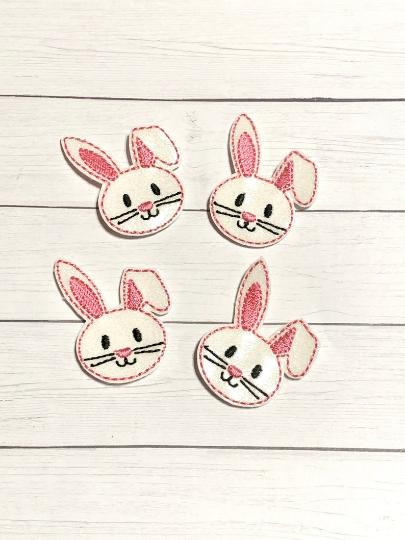 Pink Bunny Feltie, Easter Bunny Feltie Embellishment, Floppy Ear Bunny Feltie, Bunny Hair Bow Center, Easter Felties, Rabbit Feltie, Glitter bild 4