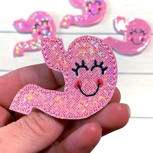 Stomach Feltie, Happy Stomach Feltie Embellishment, Medical Feltie, RN Nurse Feltie, Stomach Badge Feltie, Gastro Feltie, Belly Feltie
