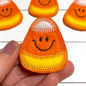Happy Candy Corn Feltie, Halloween Candy Feltie Embellishment, Candy Corn Bow Center, Holiday Felties, Happy Candy Feltie, Cut Feltie