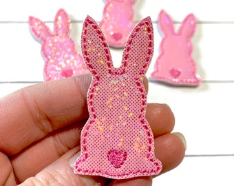 Pink Bunny Feltie, Easter Feltie Embellishment, Bunny Feltie, Easter Bunny Feltie, Rabbit Felties, Glitter Bunny Feltie, Bunny Butt Felties