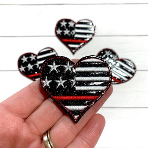 Thin RED Line Feltie, Red Line Heart Feltie Embellishment, Firefighter Feltie, Fire Services Feltie, USA Feltie, Fireman Feltie, Awareness