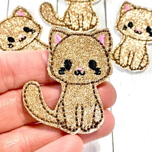 Kitty Cat Feltie, Cat Feltie Embellishment, Kitty Feltie, Kitten Feltie, Cat Feltie, Animal Feltie, Cat Bow Center, Cat Lover Feltie Glitter
