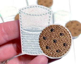 Cookies and Milk Feltie, Food Feltie Embellishment, Cookie Feltie, Milk Felties, Breakfast Felties, Dessert Felties, Happy Glitter Felties
