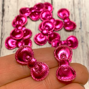 Mini Padded Bow Embellishments, Small Bow Appliques, Bows for Felties, Dark Pink Padded Bow, Shiny Metallic bows, Shiny fabric Bow, Tiny Bow
