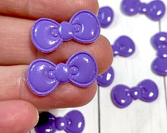 Purple Mini Bow, Purple Tiny Bow, Tiny Padded Bow Embellishment, Small Bows, Mini Bows, Tiny Feltie Bow, Hairbow Supply, Shiny Bow Applique