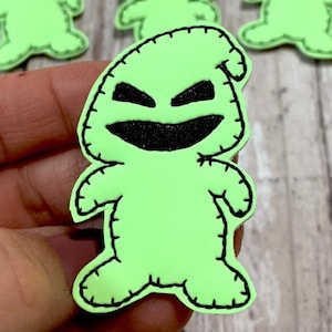 Boogie Man Feltie, Glow in Dark Felties, Halloween Feltie Embellishment, Boogie Bow Center, Spooky Feltie, Boogy Feltie, Badge Felties