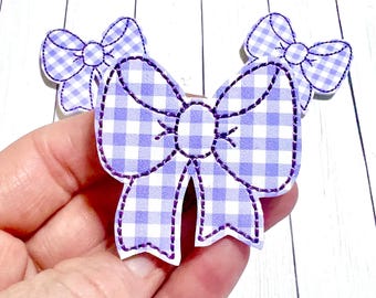 Purple Plaid Bow Feltie, Bow Shape Feltie Embellishment, Pretty Bow Feltie, Plaid Southern Bow Felties, Baby Bow Feltie, Classic Bow, Girly