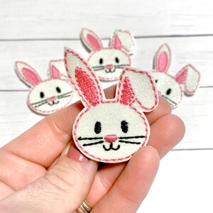 Pink Bunny Feltie, Easter Bunny Feltie Embellishment, Floppy Ear Bunny Feltie, Bunny Hair Bow Center, Easter Felties, Rabbit Feltie, Glitter bild 3