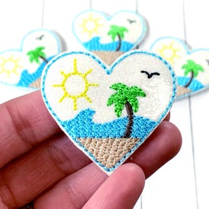 Beach Heart Feltie, Beach Feltie Embellishment, Summer Feltie, Palm Tree Feltie, Summer Sun Feltie, Wave Feltie, Ocean Feltie, Sea Felties