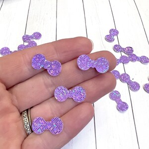 Purple Glitter Small Bow Embellishment, Bow for Feltie, Bow Shape Applique, Small Bows, Add on Bow Applique, Purple Mini Bow, Tiny Vinyl Bow