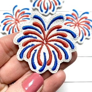 Firework Feltie, 4th of July Feltie Embellishment, Glitter Firework Feltie, Patriotic Feltie, Firecracker Feltie, Red White Blue Feltie, USA