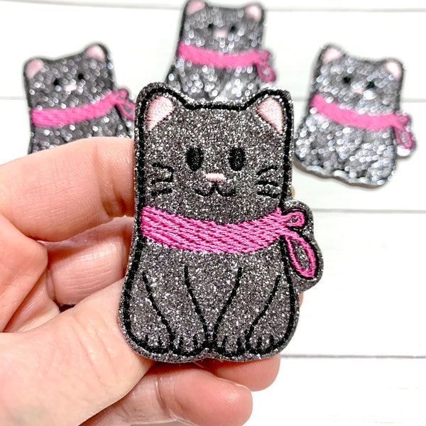 Gray Cat Feltie, Kitty Feltie Embellishment, Animal Felties, Kitten Feltie, Cat Felties, Cat Scarf Feltie, Cat Felties, Cat Feltie Patch