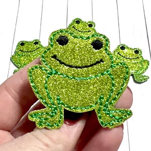 Cute Frog Feltie, Froggy Feltie Embellishment, Green Frog Feltie, Summer Feltie, Farm Feltie, Pond Feltie, Little Frog Feltie, Glitter Frog