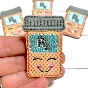 Pill Bottle Feltie, Prescription Felties, Rx Bottle Feltie Embellishments, Pharmacist Feltie, Medication Feltie, Badge Reel Felties, Bottle