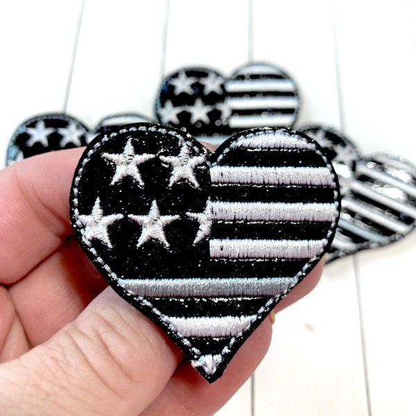 Thin Gray Line Heart Feltie, Awareness Feltie Embellishment, Correction Officer Feltie, Prison Guard Awareness Feltie, Heart Felties, Cut