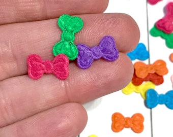 Petits noeuds en tissu, mini noeud de décoration, 50 pièces petits noeuds, mini noeud de décoration, mini noeud jaune, mini noeud de décoration de couleurs mélangées