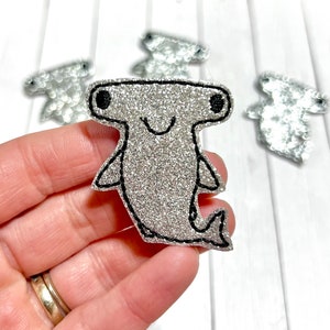 Silver Hammerhead Shark Feltie, Beach Shark Feltie Embellishment, Hammerhead Shark Feltie, Ocean Shark Feltie, Sea and Sunshine Feltie