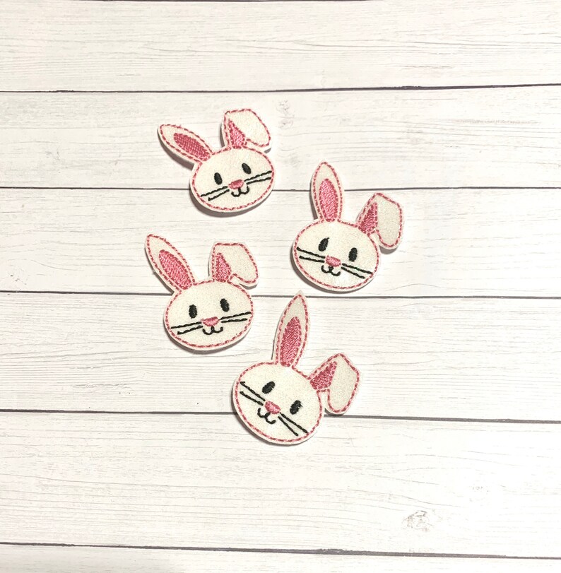 Pink Bunny Feltie, Easter Bunny Feltie Embellishment, Floppy Ear Bunny Feltie, Bunny Hair Bow Center, Easter Felties, Rabbit Feltie, Glitter bild 6