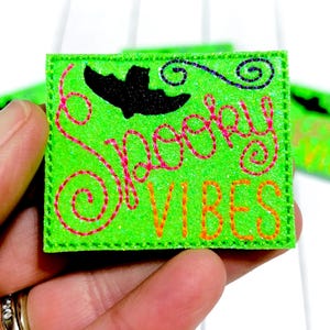 Spooky Vibes Feltie, Spooky Halloween Feltie Embellishment, Halloween Felties, Bat Felties, Horror Felties, Witch Feltie, Boo Felties, Green