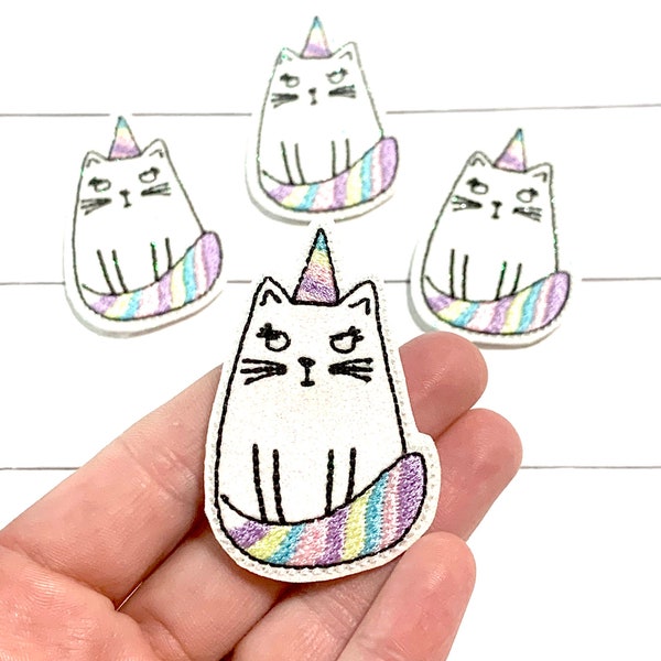 Cat Unicorn Feltie Embellishment, Cat Feltie, Animal Felties, Unicorn Felties, Caticorn Feltie, Magical Feltie, Kitty Feltie, Kitten Feltie