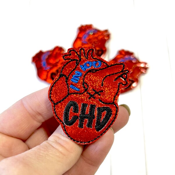 CHD Heart Feltie, Heart Disease Feltie Embellishment, Child Heart Disease Felties, 1 in 100 Feltie, Heart Felties, Organ Felties, Medical