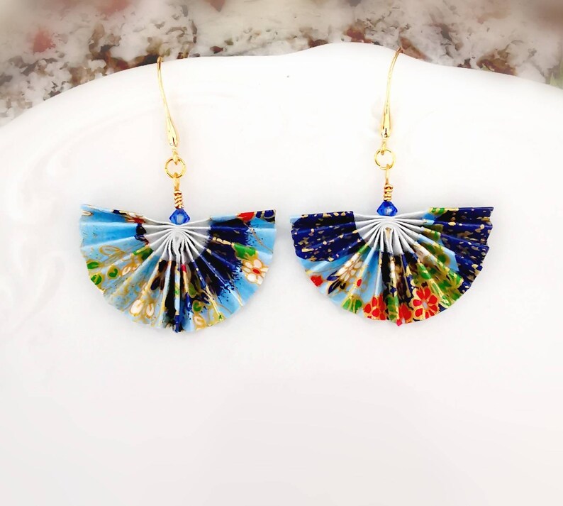 Origami Fan Earrings Paper Fan Earrings Origami Paper Etsy