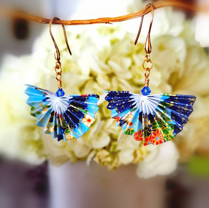 Origami Fan Earrings Paper Fan Earrings Origami Paper Etsy